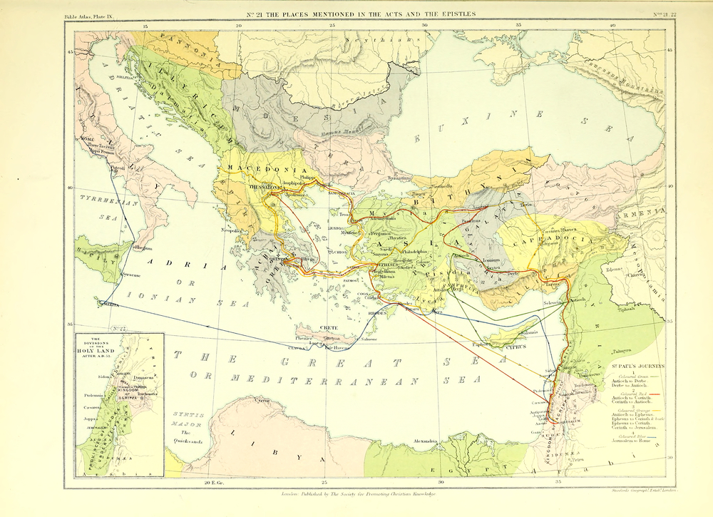 Map of Israel, Galatia, Asia Minor